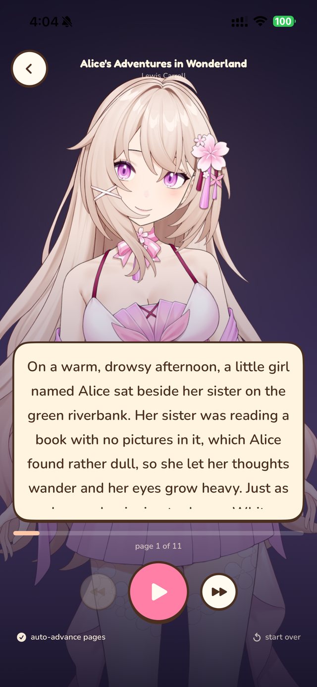 Story time — Nari reads Alice in Wonderland